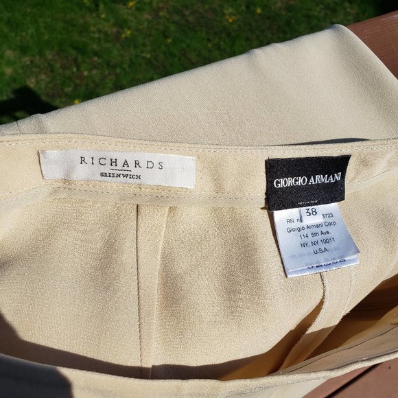 GIORGIO ARMANI Cream Pants Suit BARBIECORE Silk Blazer Borgo 21 Set Womens 8 - Picture 13 of 16